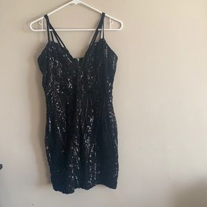 Fashion Nova Black Sequined Dress
